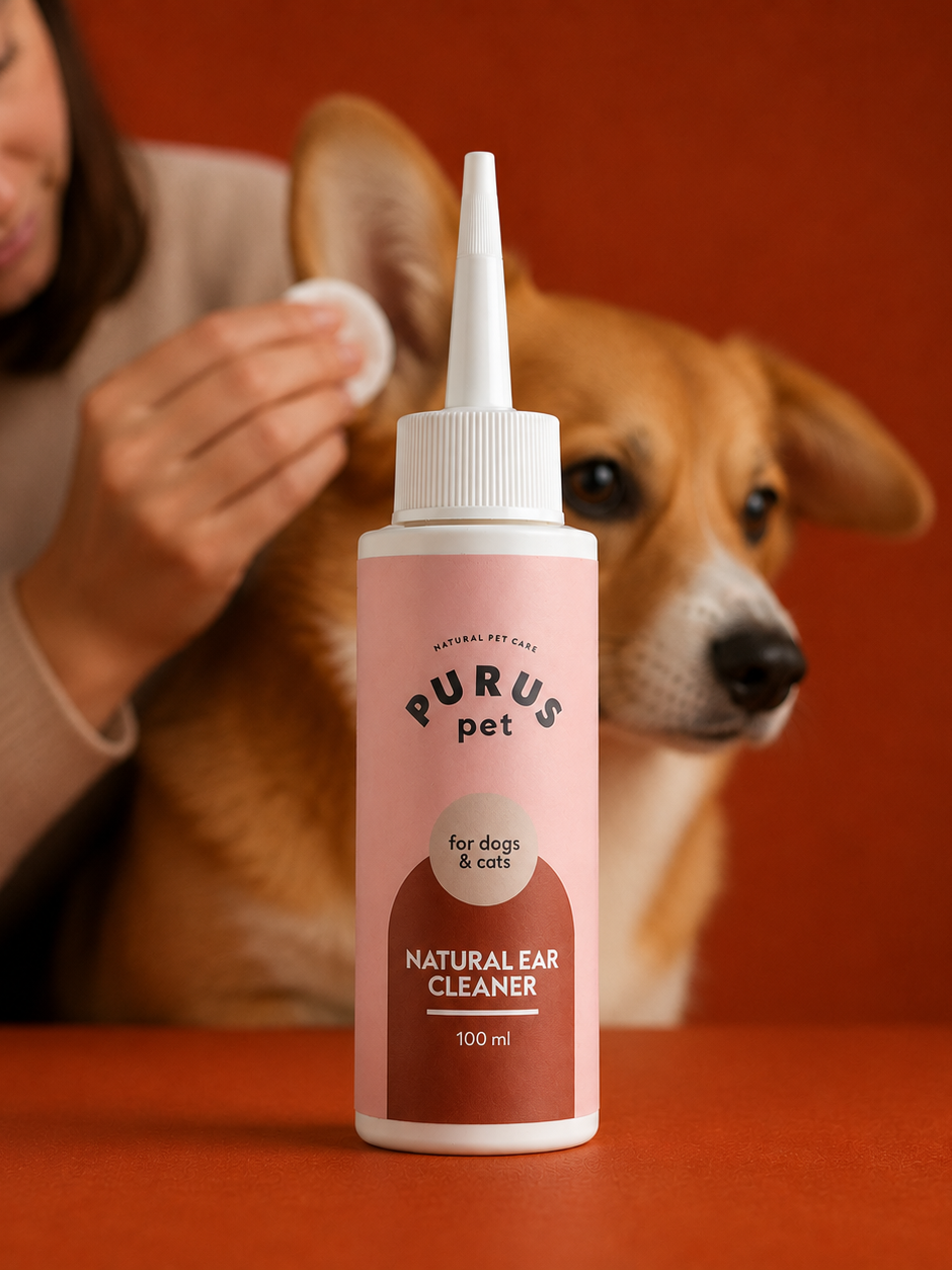 PURUS ear cleaner in a warm brown lifestyle scene after AI transformation